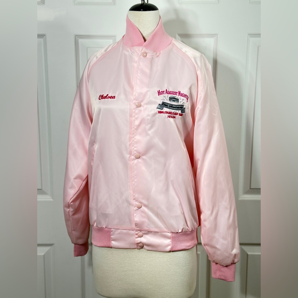 Hot August Nights Satin Bomber Jacket Pink 25th Anniversary size medium